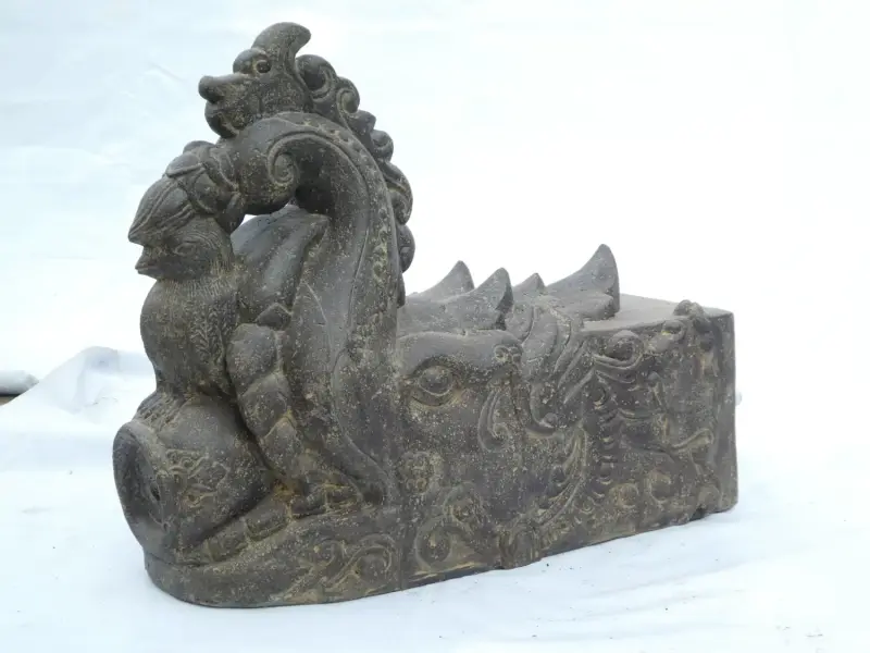 Product image 4 of the product “Makara, 50cm height . Cast stone with antique finish, handmade rework. ”